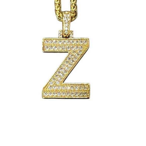 Keystyle Z Initial Zirconium Gold Tone Bling Necklace Adjustable New w Box - Picture 4 of 6